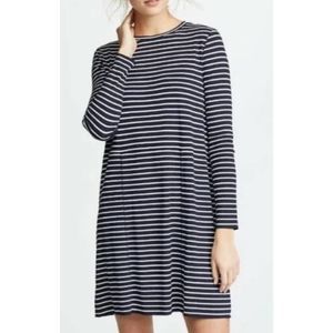 A.P.C. Clementine navy blue white striped dress L